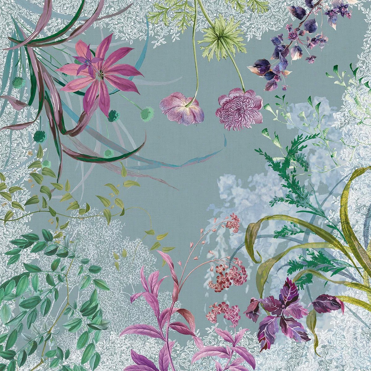 Serviette lin & coton lavé OMBRES BOISEES givre, GARNIER THIEBAUT