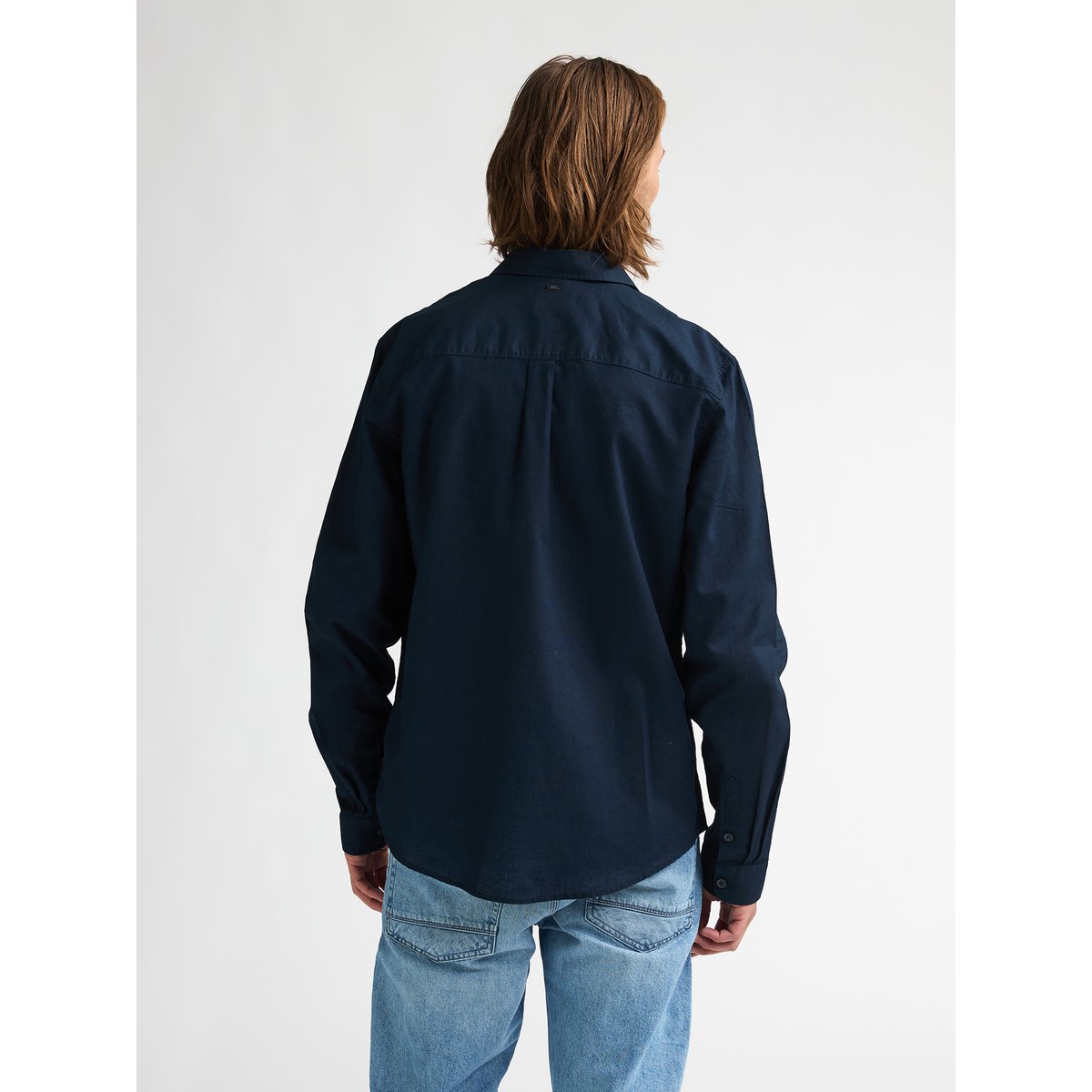 Chemise en mélange de lin uni canyonero bleu navy blue, PETROL INDUSTRIES
