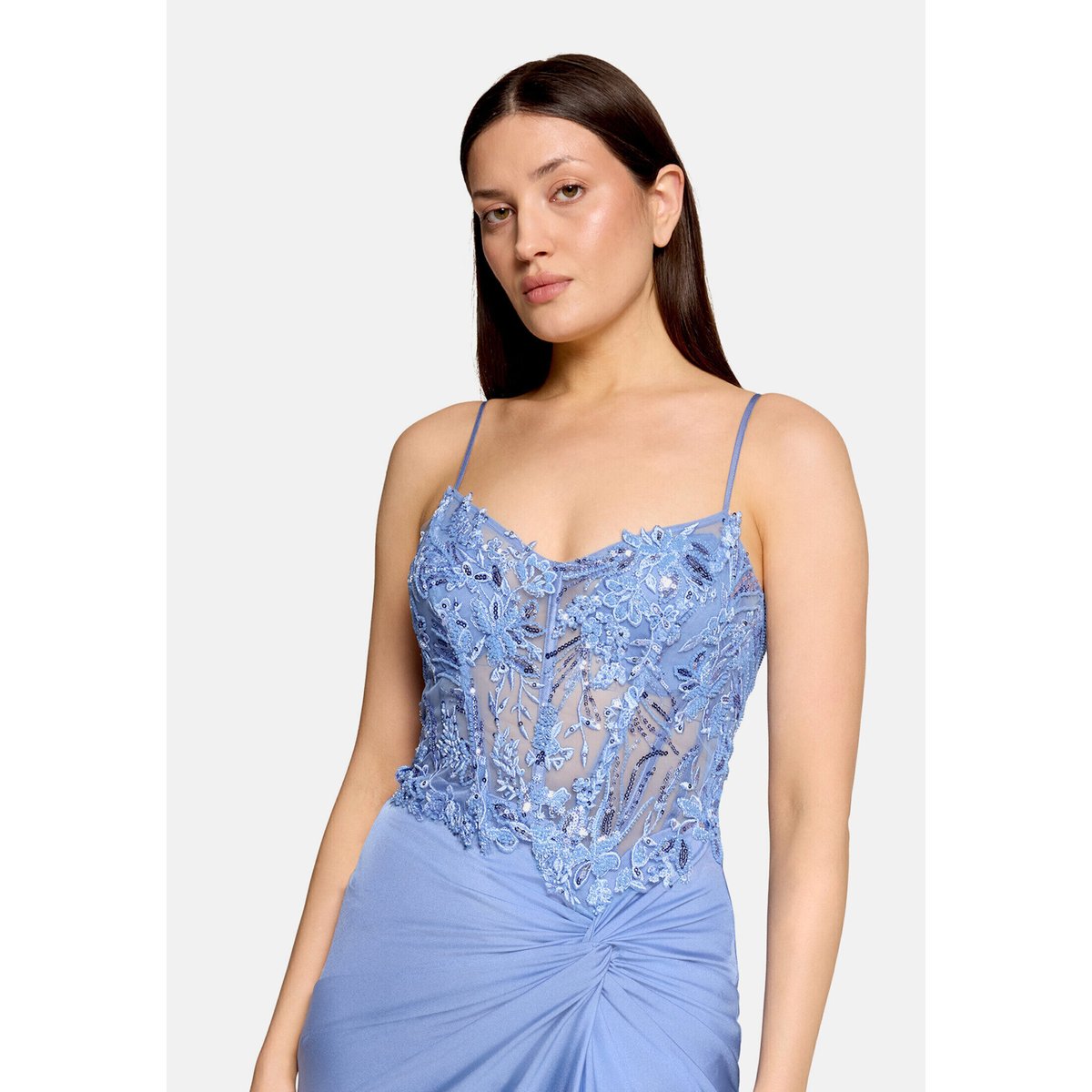 Robe de soirée à broderies smoky lavender, VERA MONT