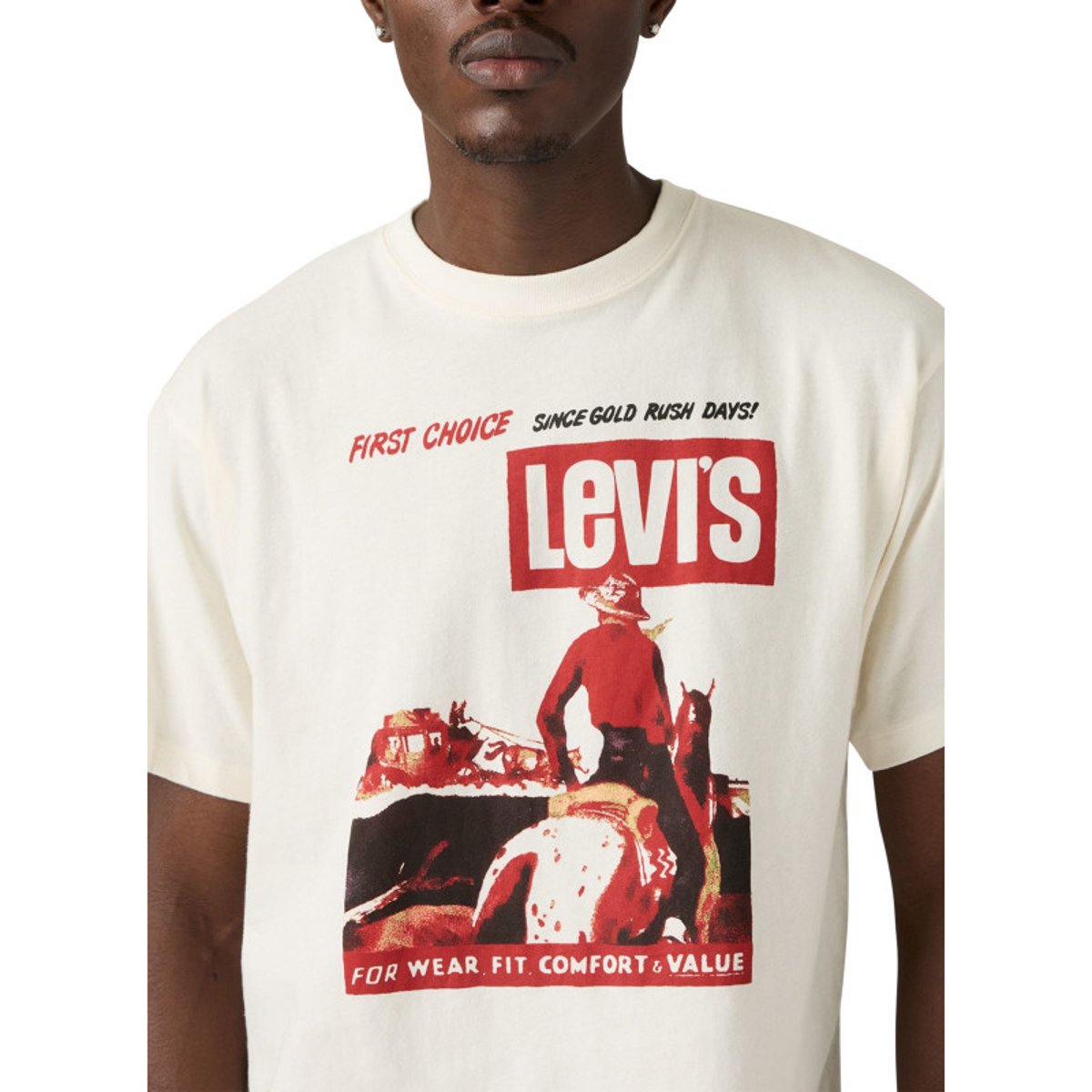 T-shirt en coton écru avec un imprimé fantaisie et des manches courtes écru, LEVI'S