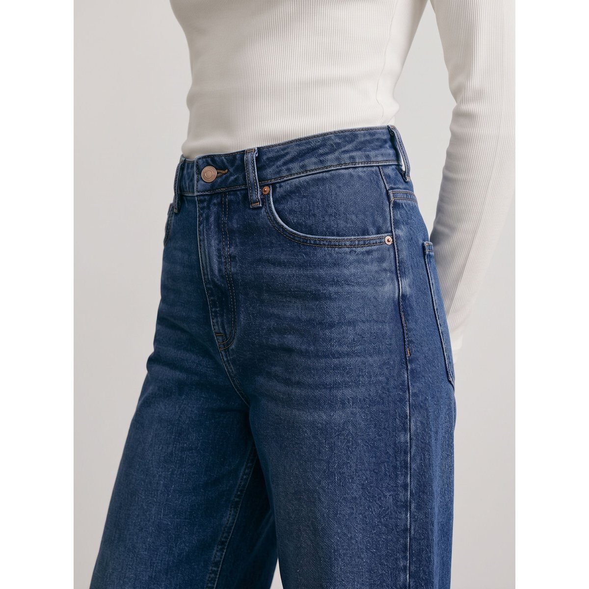 Jean À Coupe Large dark blue denim, VERO MODA