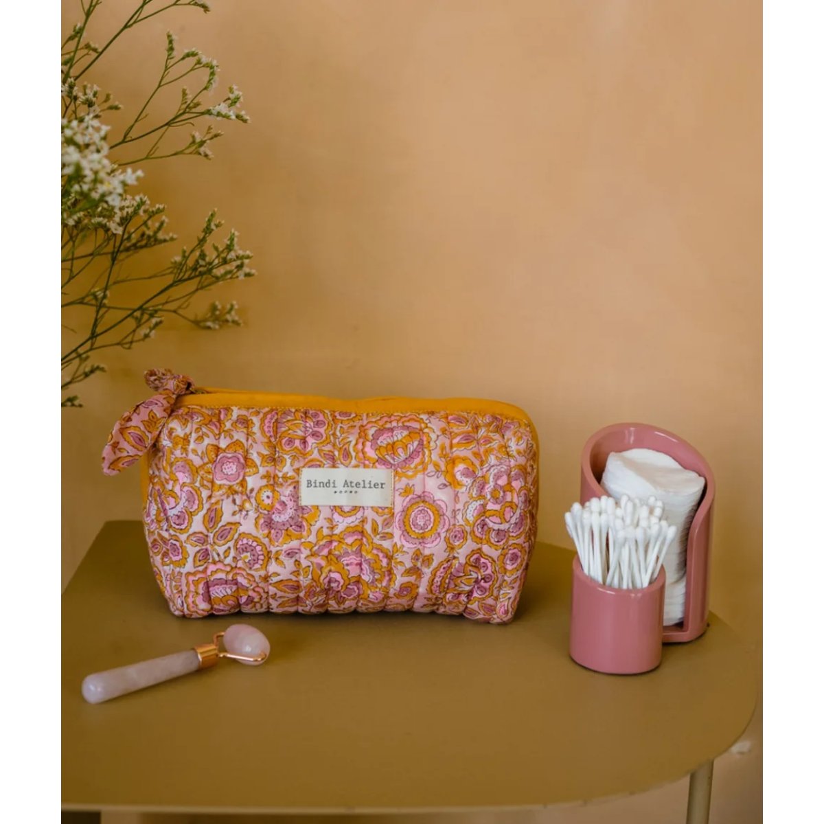 Trousse maquillage en coton Garda rose pop, BINDI ATELIER
