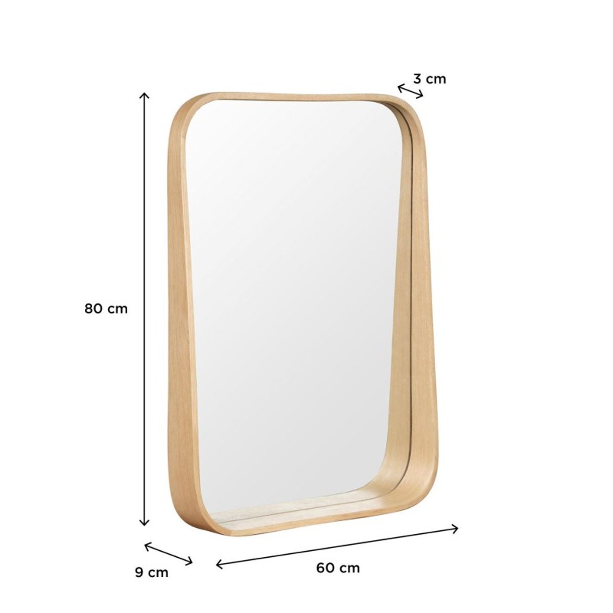 Miroir rectangulaire 60x80cm MARIUS chêne, MOB IN