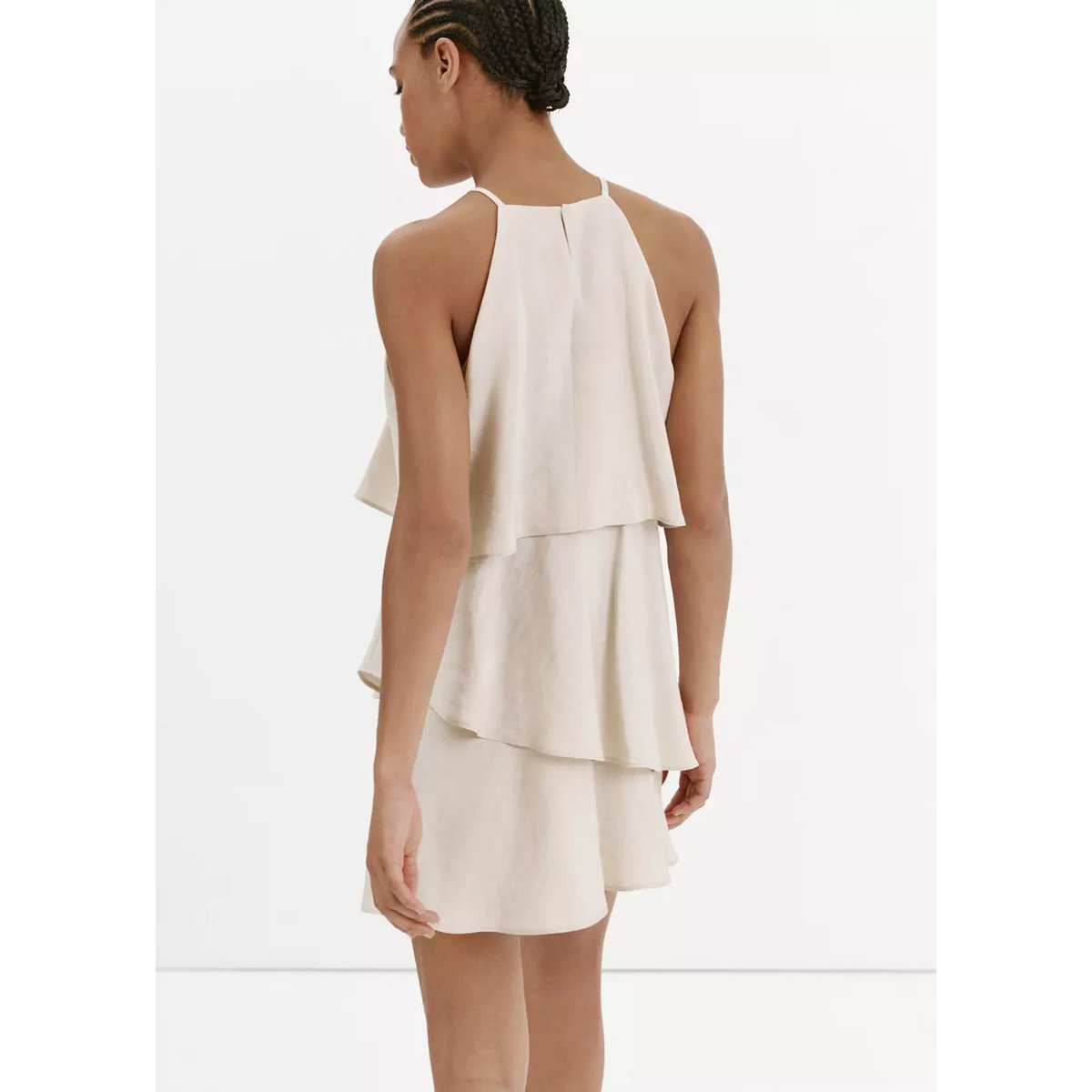 Robe en modal à volants écru, MANGO