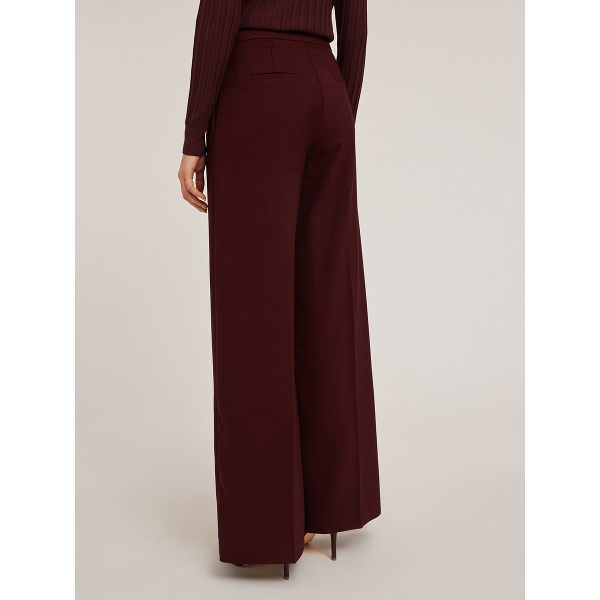 Pantalon large en tissu technique burgundy, MOTIVI