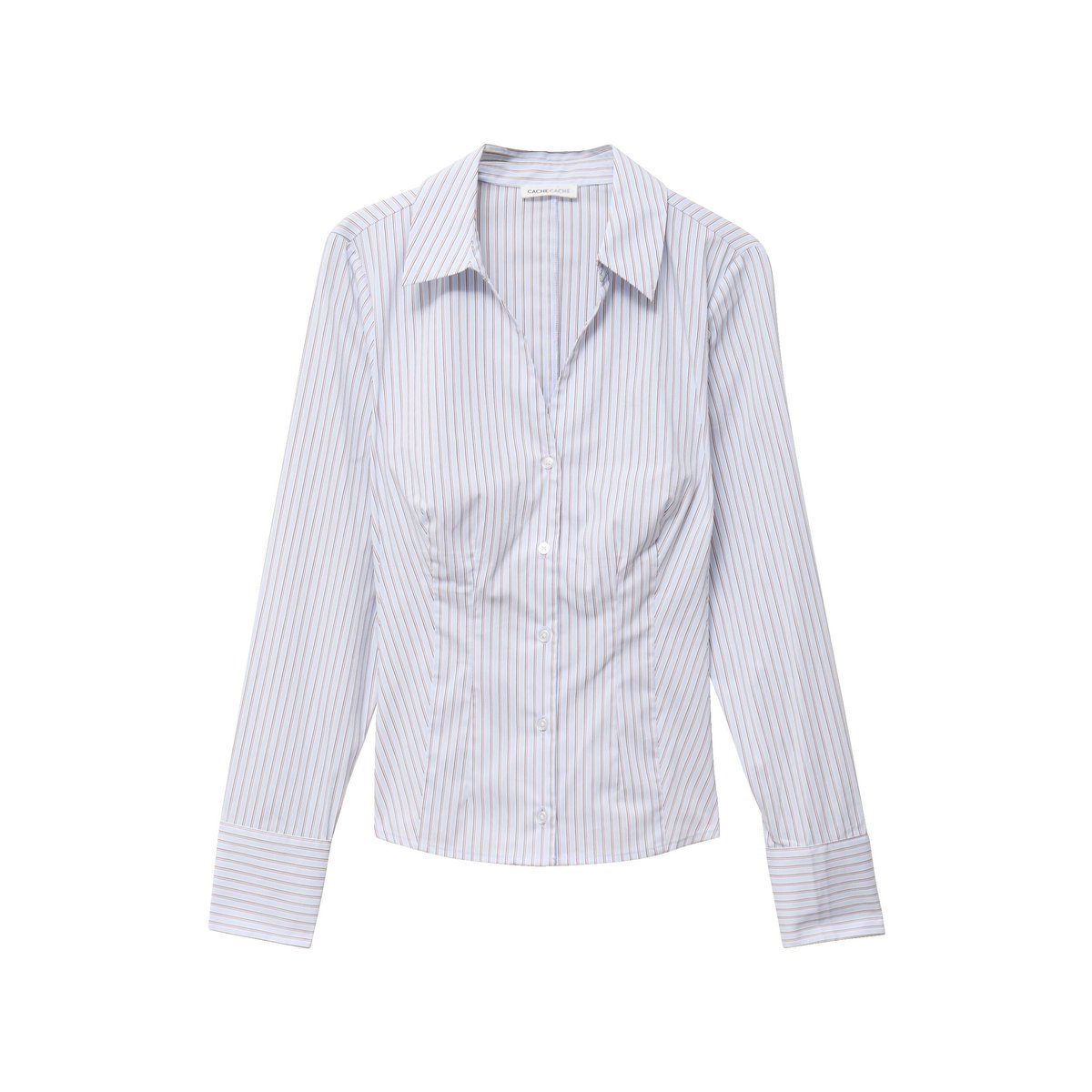 Chemise ajustée manches longues bleu, CACHE CACHE