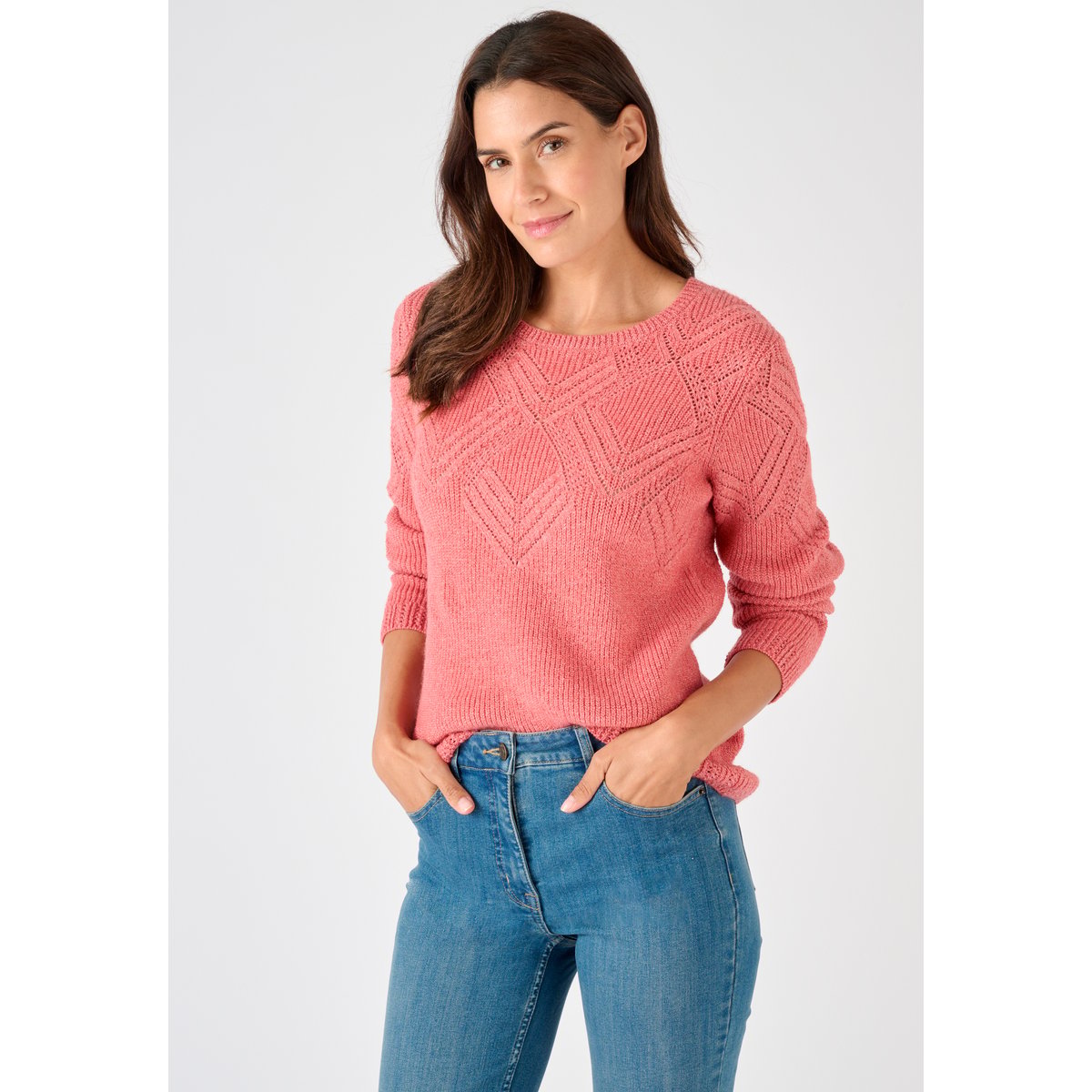 Pull maille fantaisie Thermolactyl vieux rose, DAMART