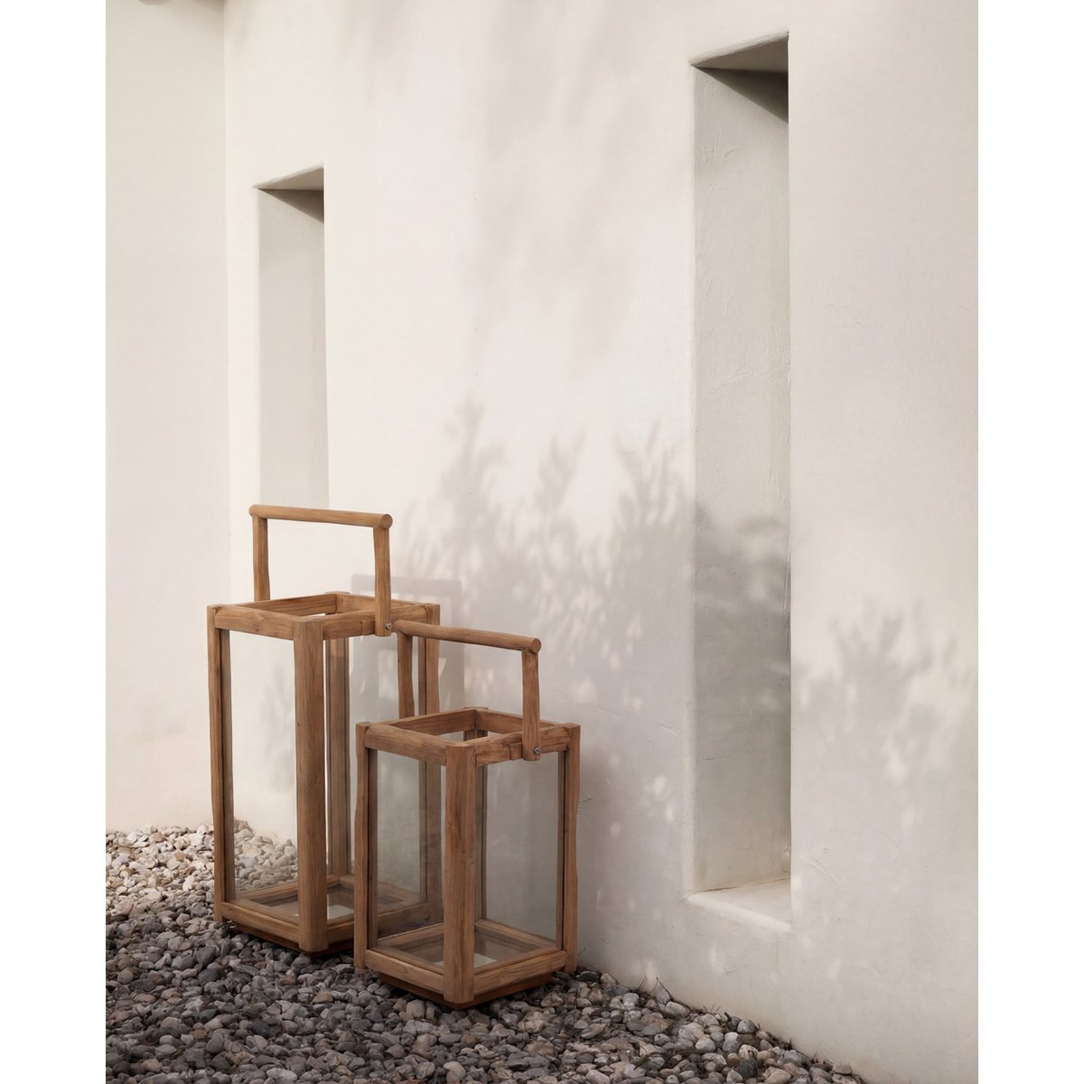 Lanterne en teck récupéré NUSA PENIDA beige, BAZAR BIZAR