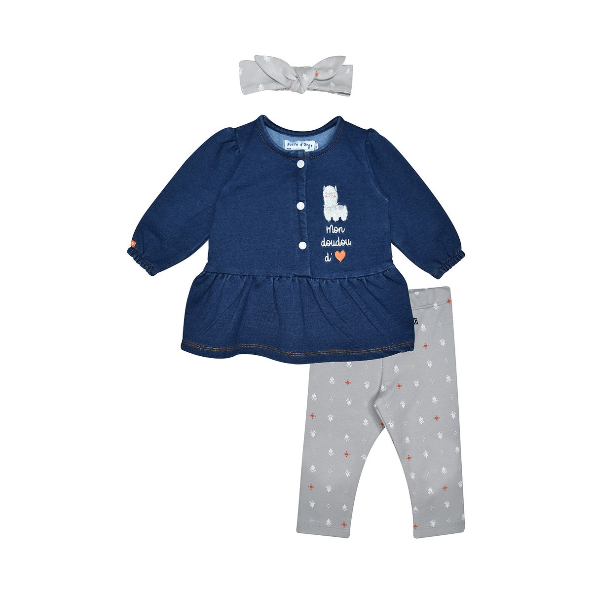 Ensemble tunic legging bandeau pilar maille bleu, SUCRE D'ORGE