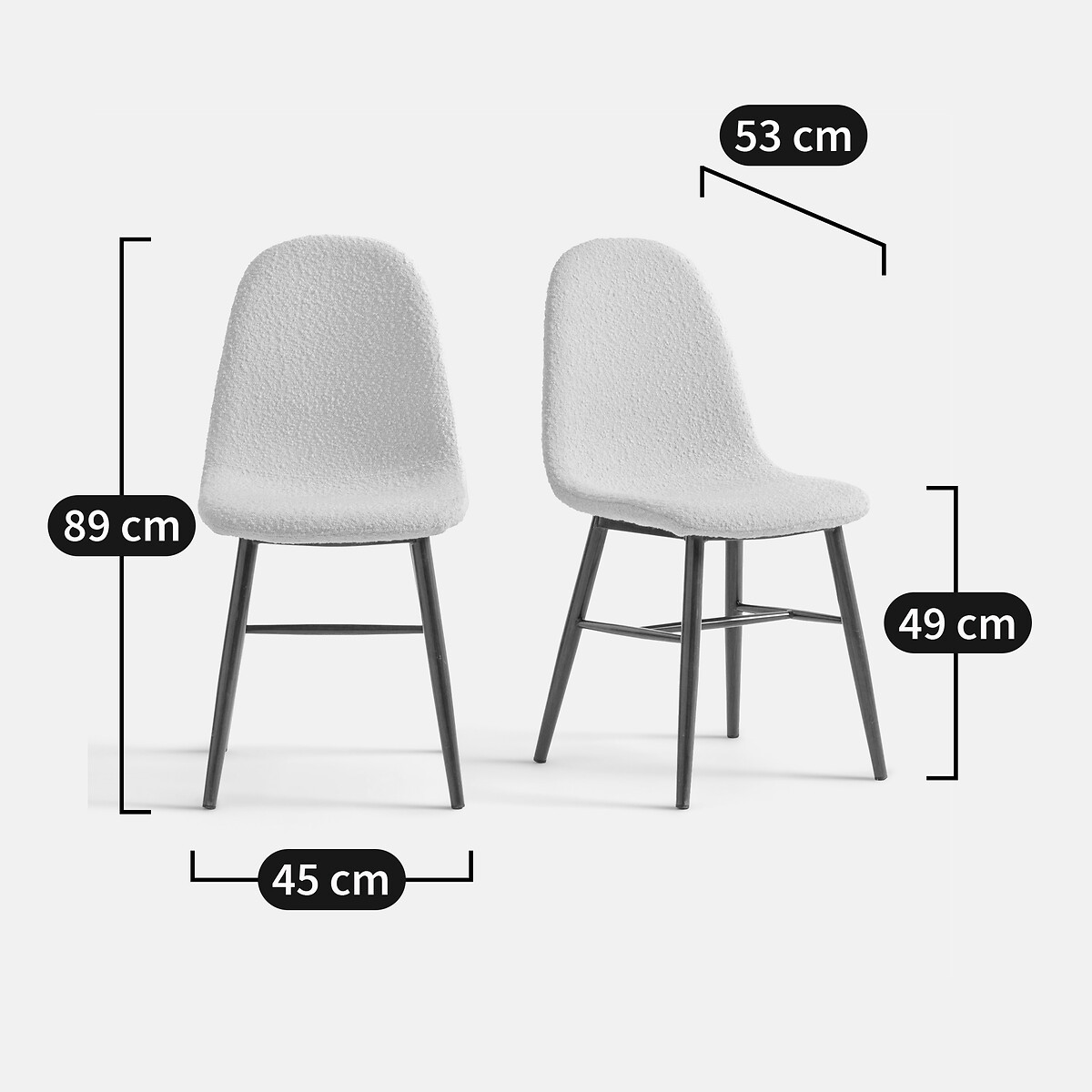 Lot de 2 chaises, tissu tramé, Polina ecru, LA REDOUTE INTERIEURS