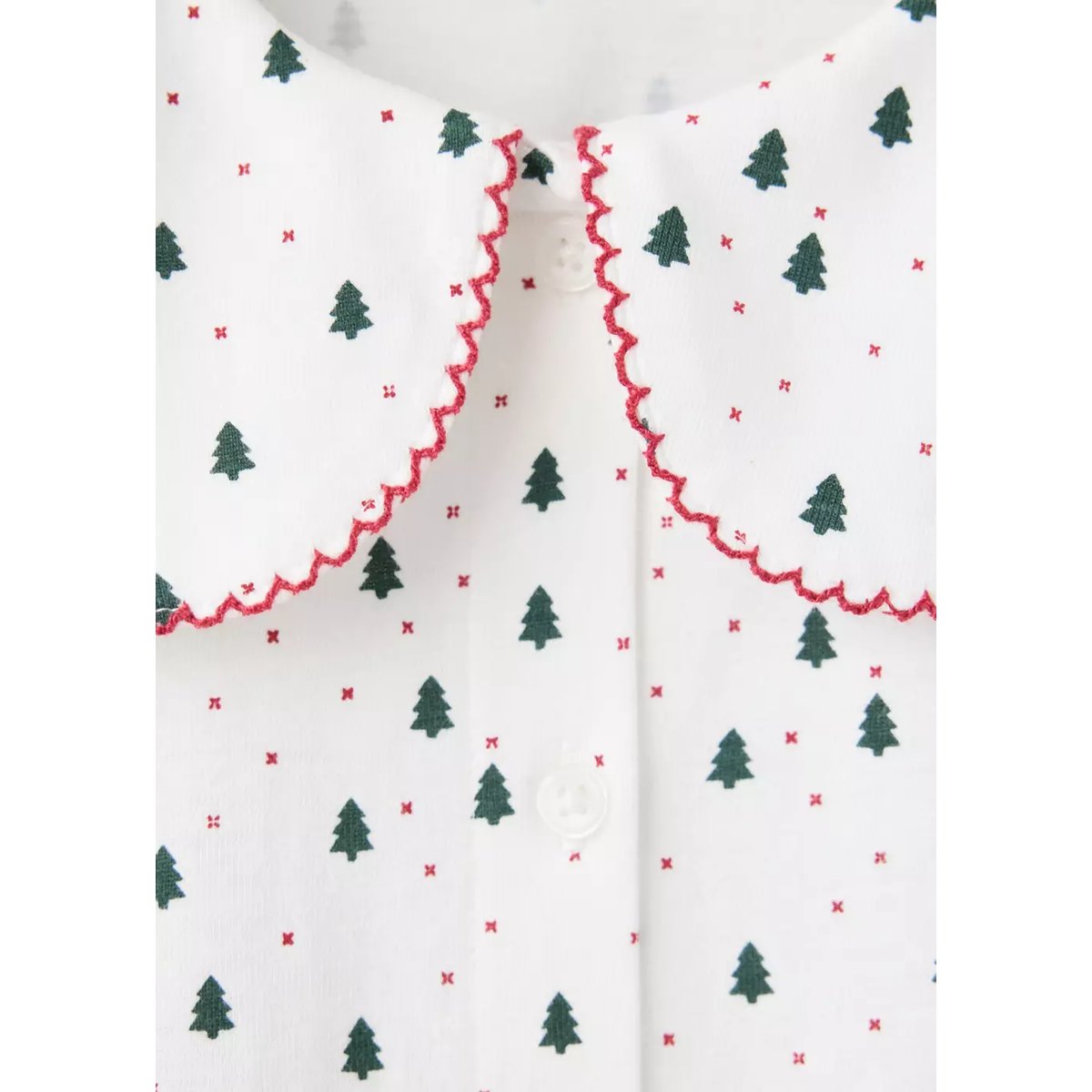 Pyjama complet en coton avec petits arbres blanc cassé, MANGO BABY