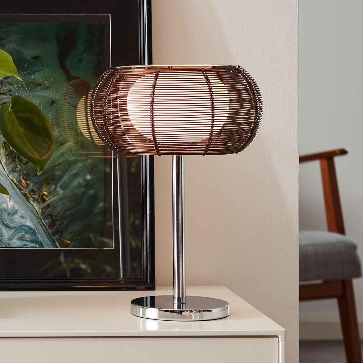 Lampe RELAX brun-chromé, BRILLIANT