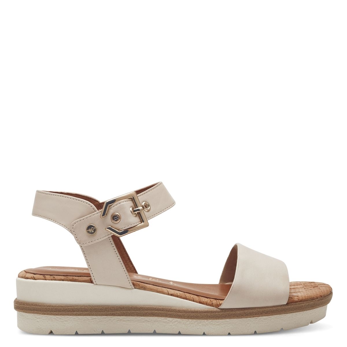 Sandale à talon en cuir beige ivoire, TAMARIS