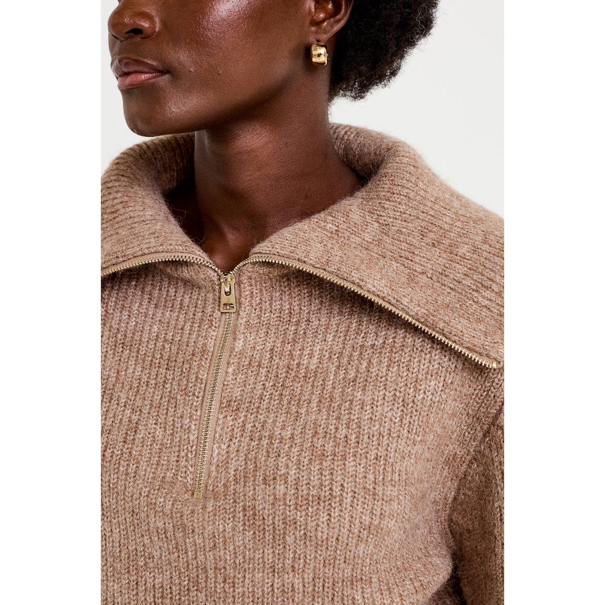 Pull col camionneur manches longues beige, CACHE CACHE