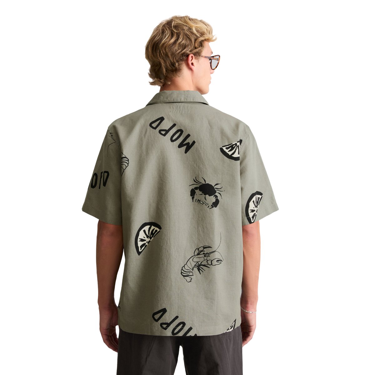 Chemise à manches courtes Crayfish Capsule en coton bio et en lin vert, MARC O’POLO DENIM