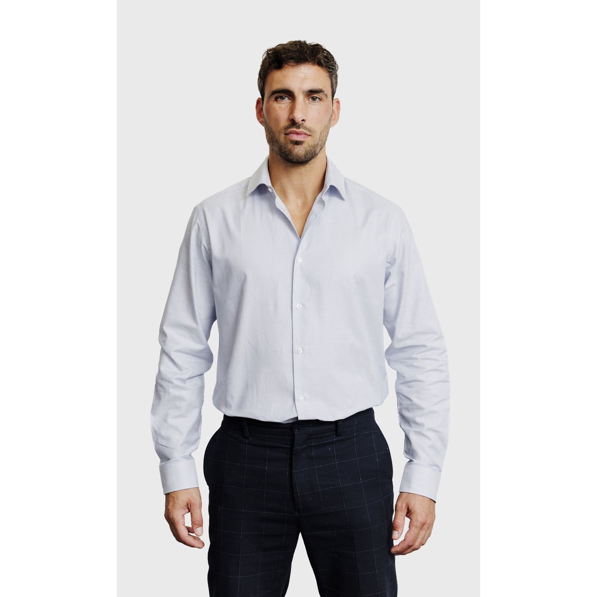 Chemise Regular fit à micro-motif bleu ciel, ACROSS