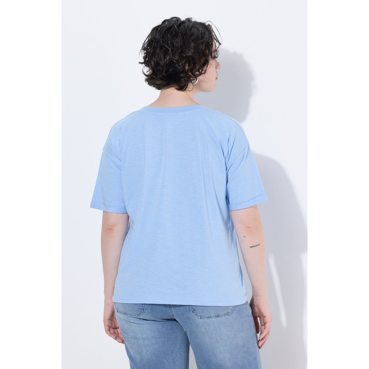 T-shirt oversize avec message bleu tendre, ULLA POPKEN