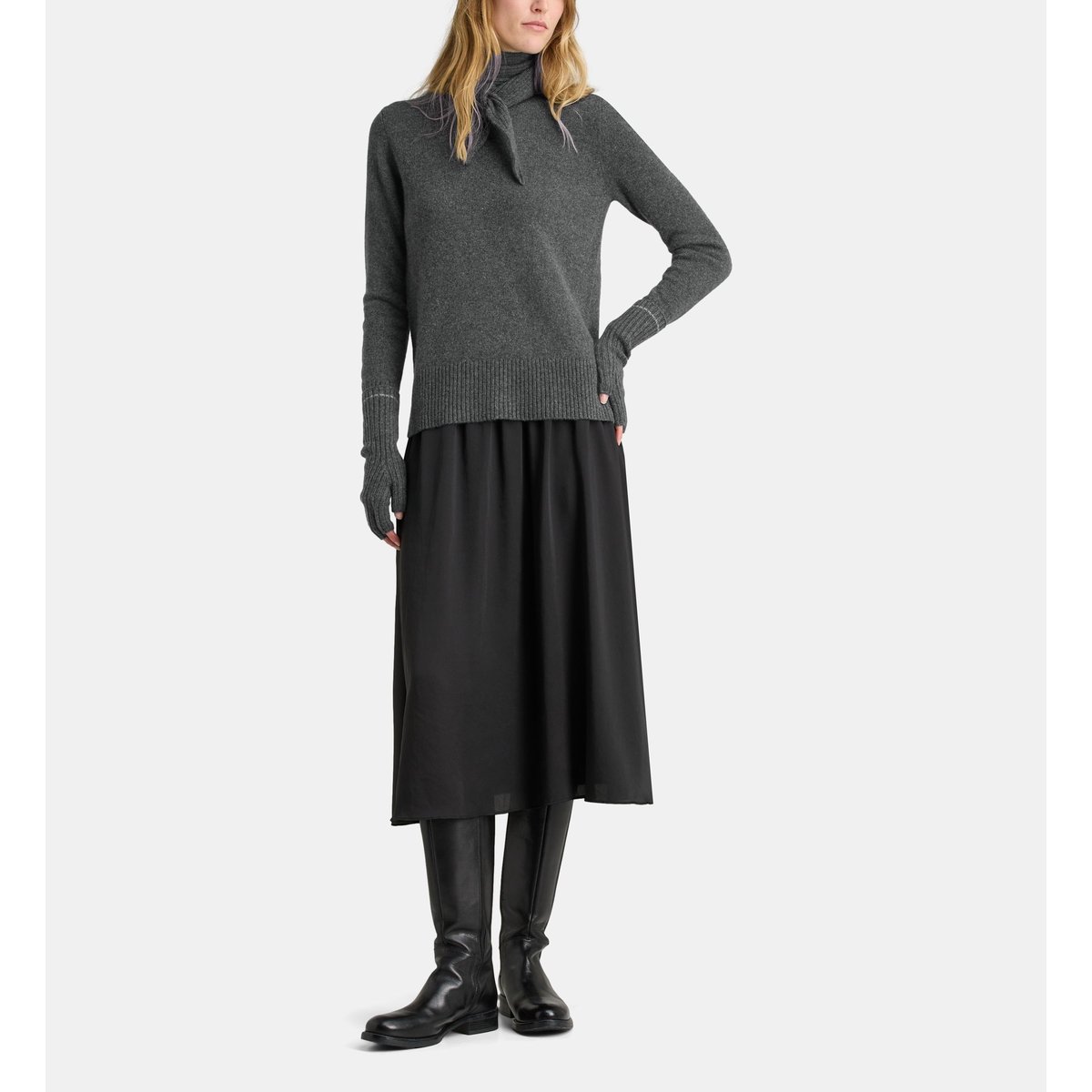 Pull sandrine en cachemire gris chine, GALERIES LAFAYETTE