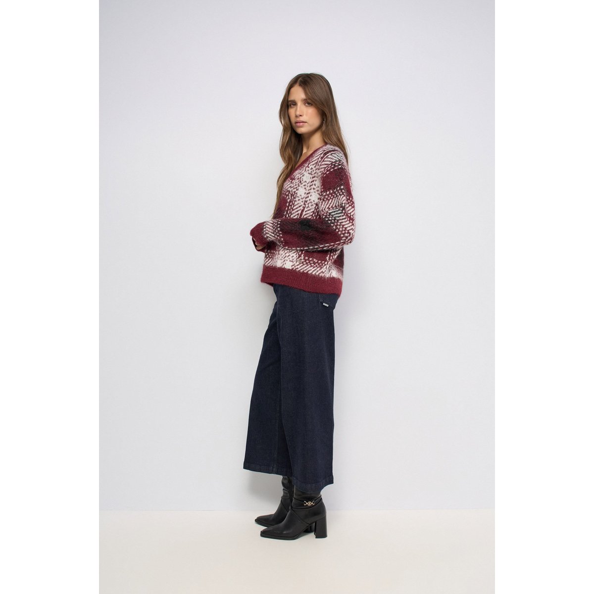 PULL EN MAILLE AVEC LAINE rouge, SALSA JEANS