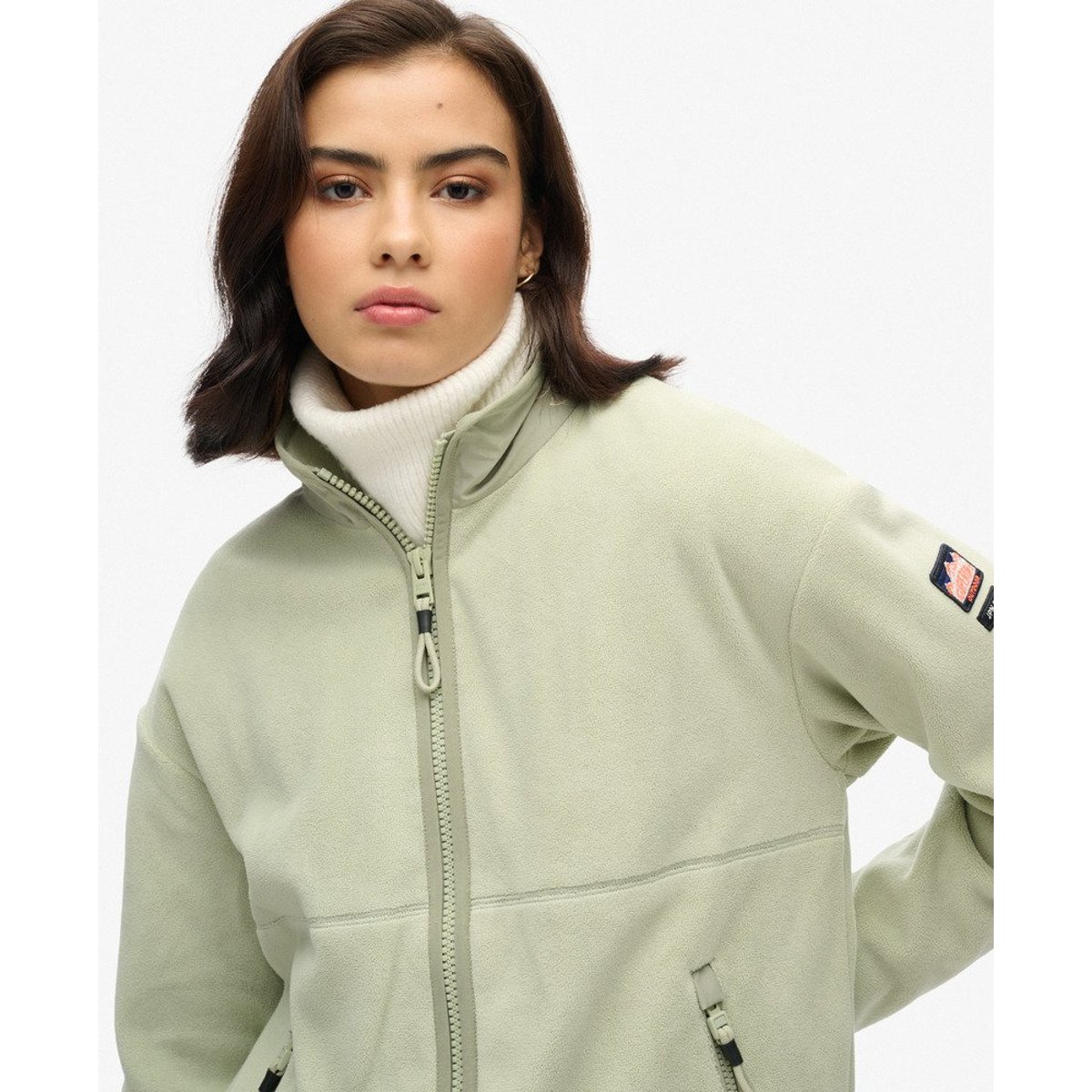 Veste polaire Active entièrement zippée sauge poussiéreuse, SUPERDRY