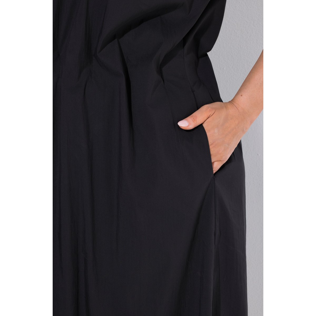 Robe longue, plis décoratifs, cintrée noir, ULLA POPKEN