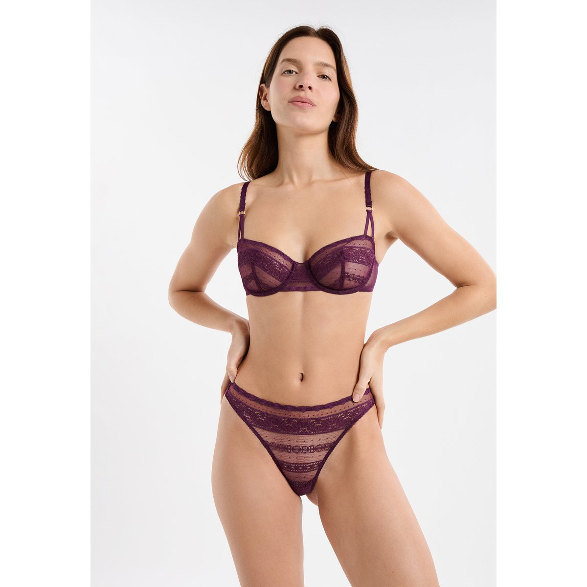 Tanga en dentelle EXCEPTION prune, ETAM