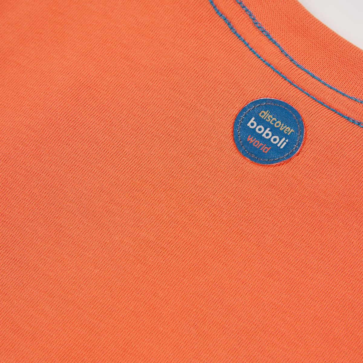 T-shirt garçon maille imprimé animaux orange, BOBOLI