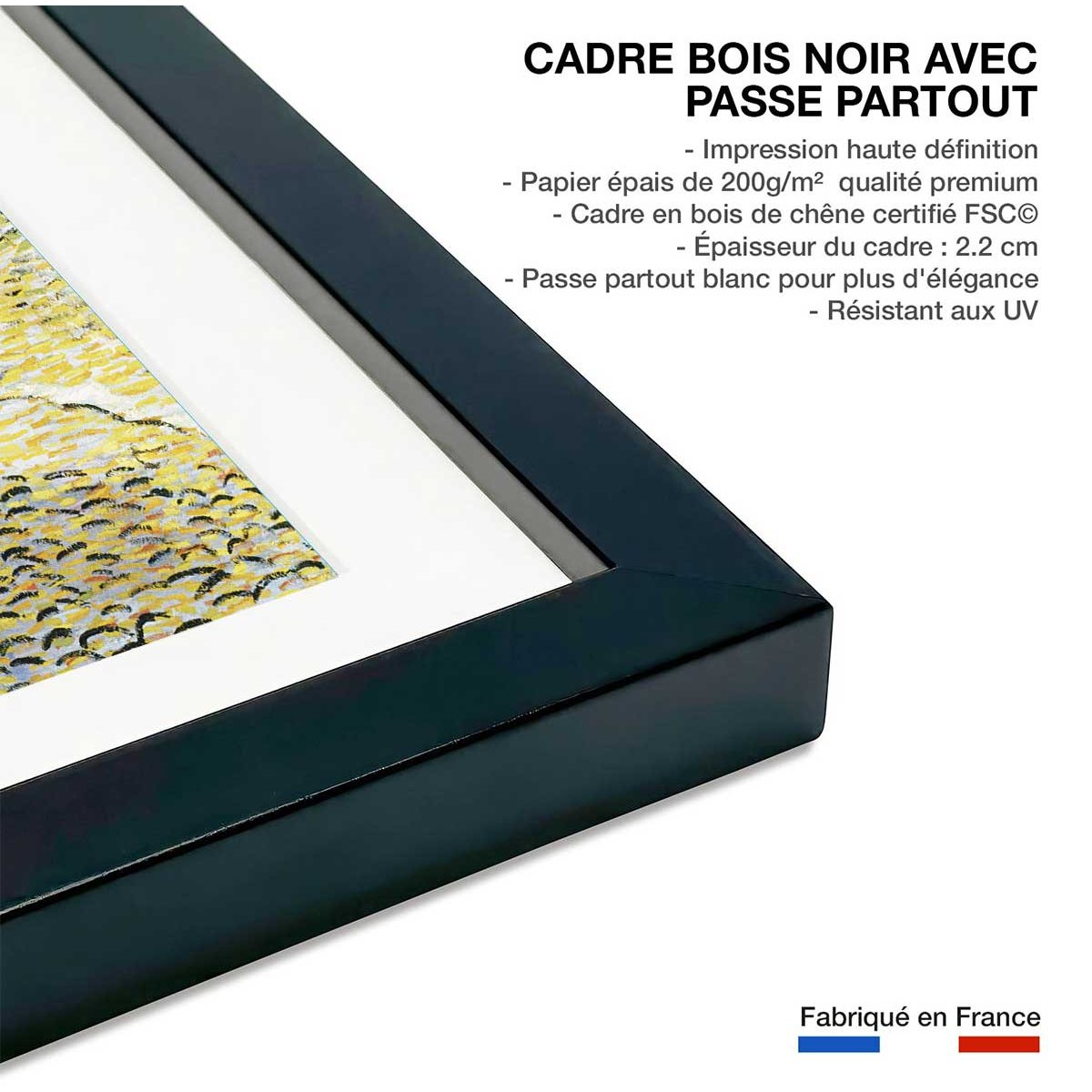 Affiche Le Café Arles par Vincent van Gogh affiche + cadre en bois - noir, HEXOA