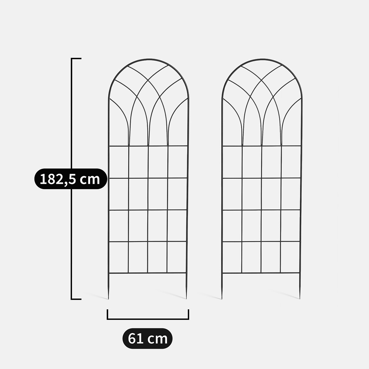Lot de 2 treillis de jardin en métal acier noir, LA REDOUTE INTERIEURS