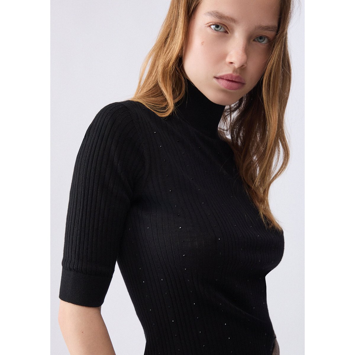 Haut en laine avec strass noir, LIU JO