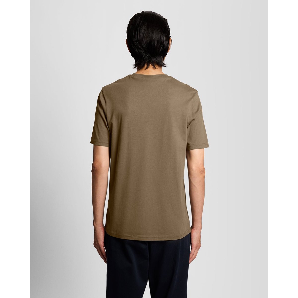 T-shirt en coton col rond vert kaki cendré, LYLE & SCOTT