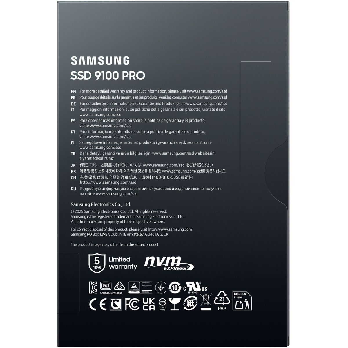 Disque SSD interne 1To 9100 PRO NVMe M.2 couleur unique, SAMSUNG