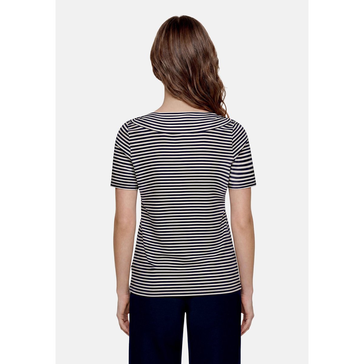 T-shirt à rainures à fronce dark blue/beige, BETTY BARCLAY