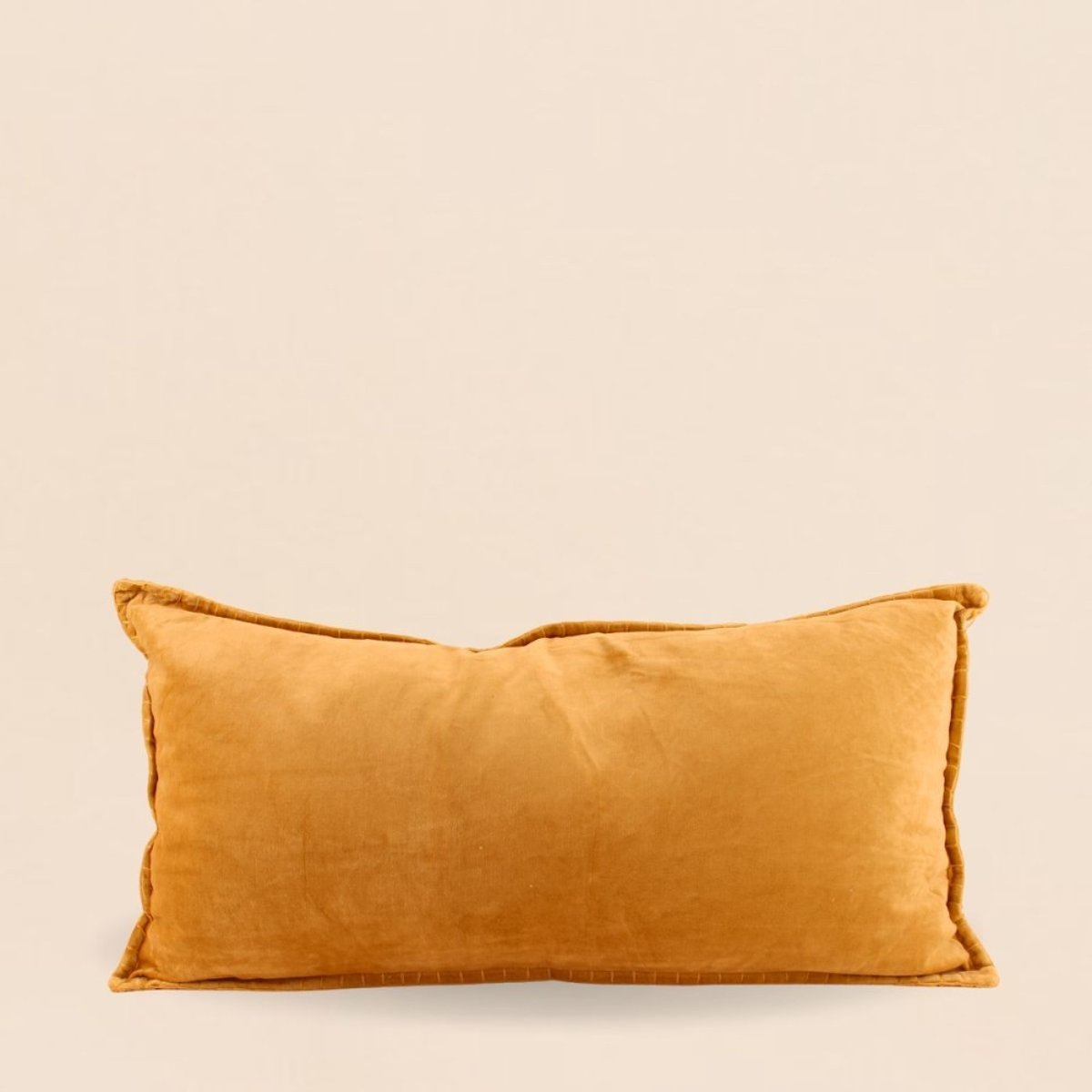 Coussin cale rein en velours de coton 35x70cm moutarde, BAZAR DE LUXE