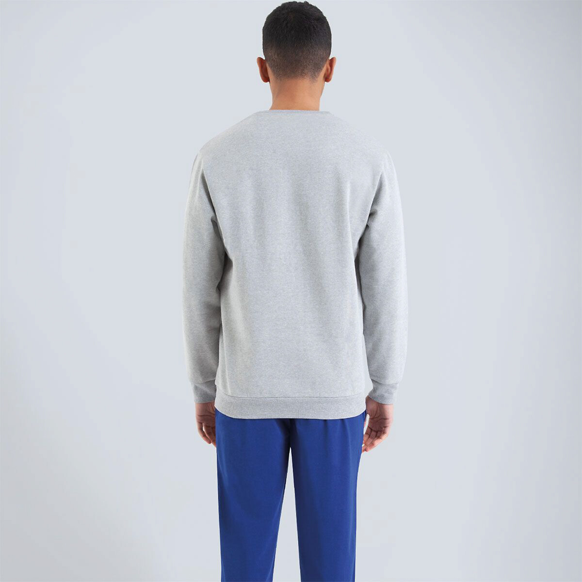 Pyjama long molleton bleu/gris, ATHENA