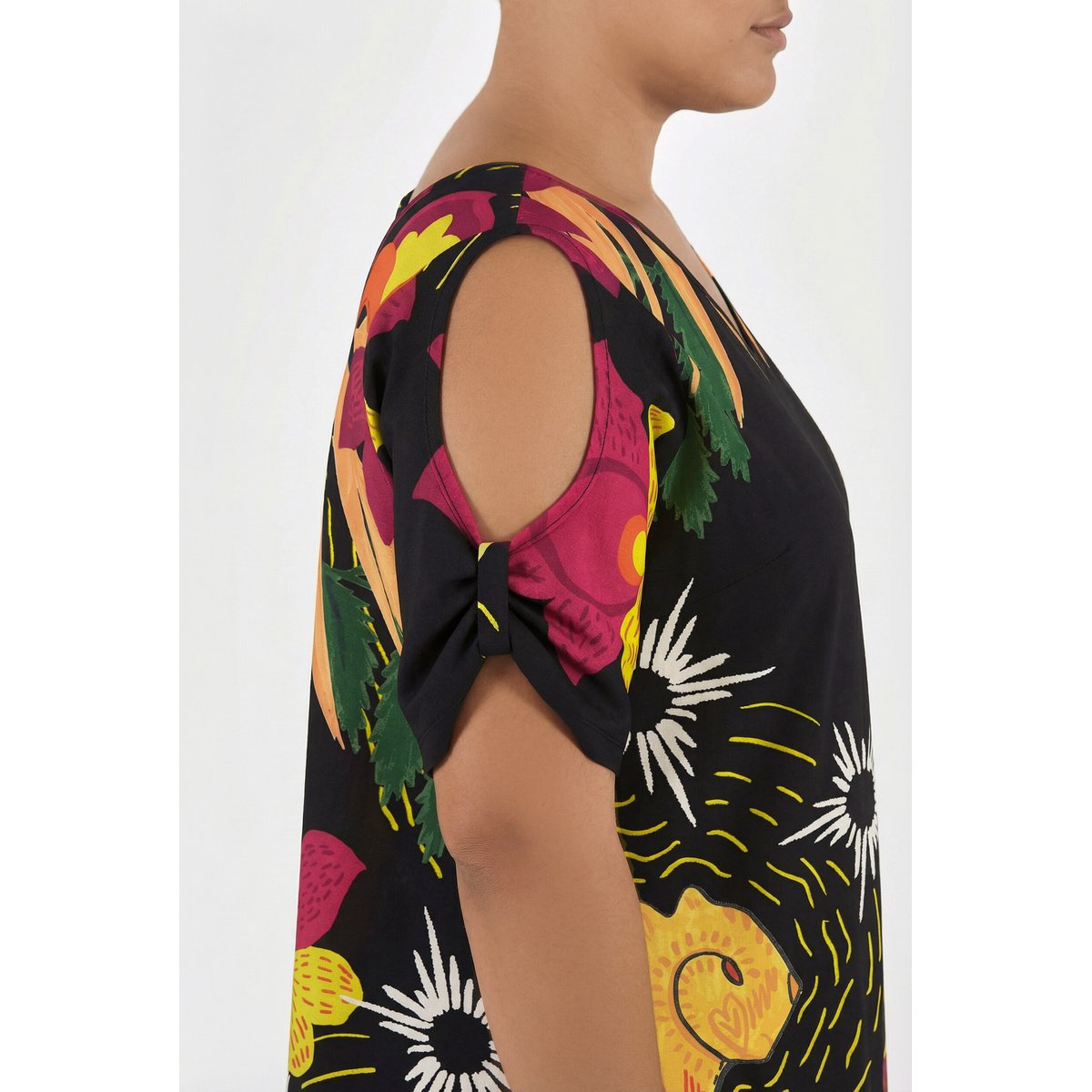 Robe en jersey motif chats noir, ULLA POPKEN