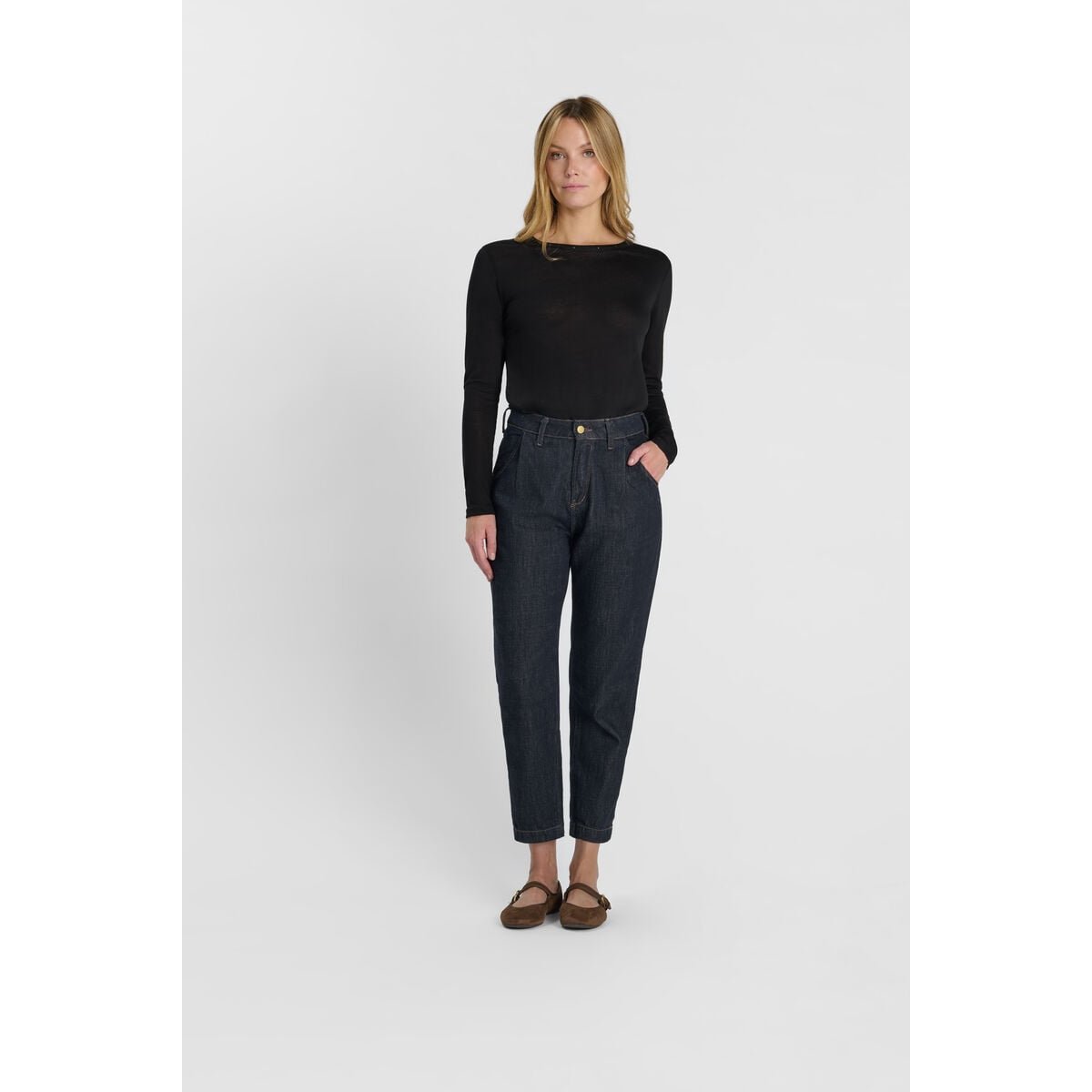 Jeans loose, large 400/60 girlfriend , 7/8ème blue, LE TEMPS DES CERISES