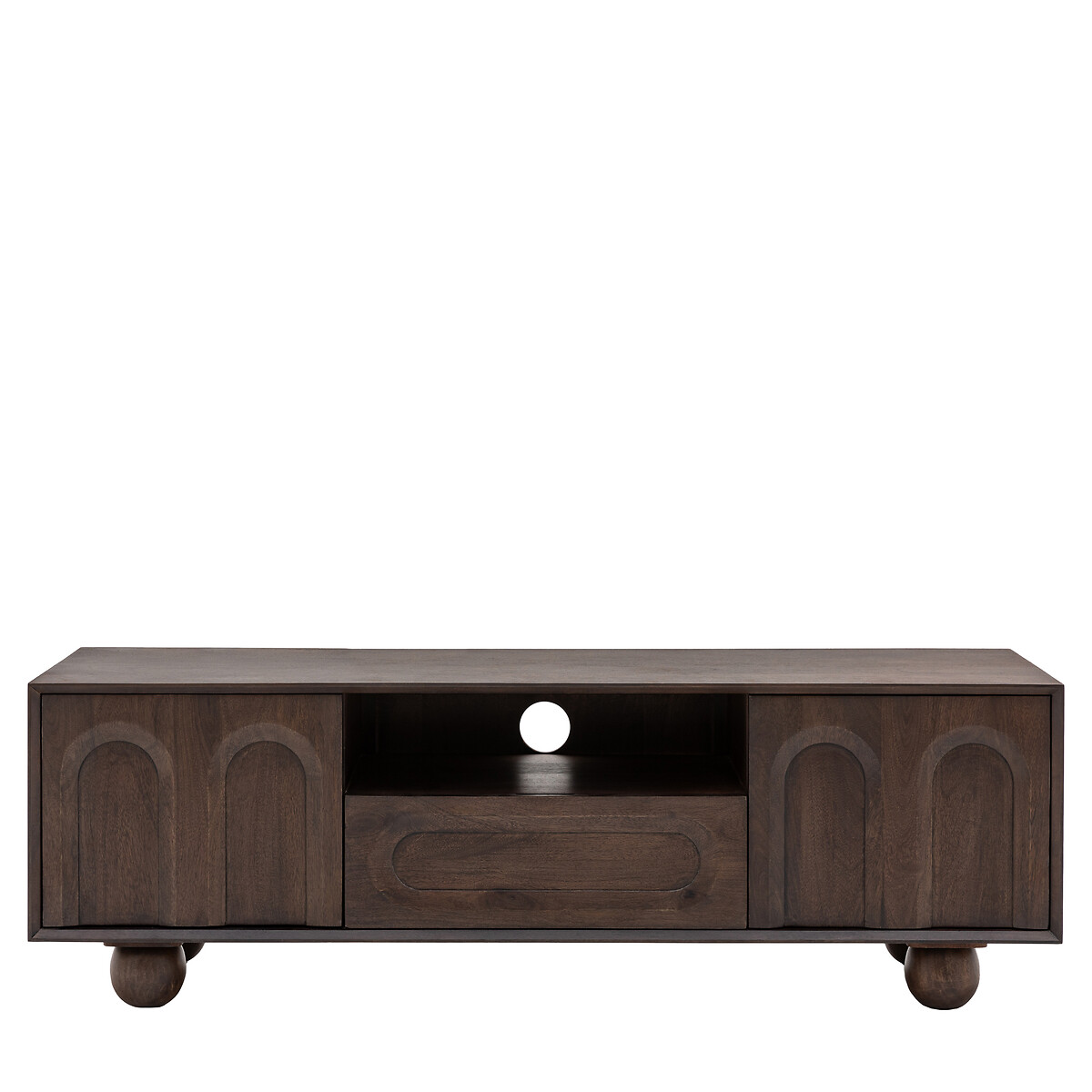 Akron Arch Mango Wood Media Unit with Ball Feet brown , ÉDITÉ
