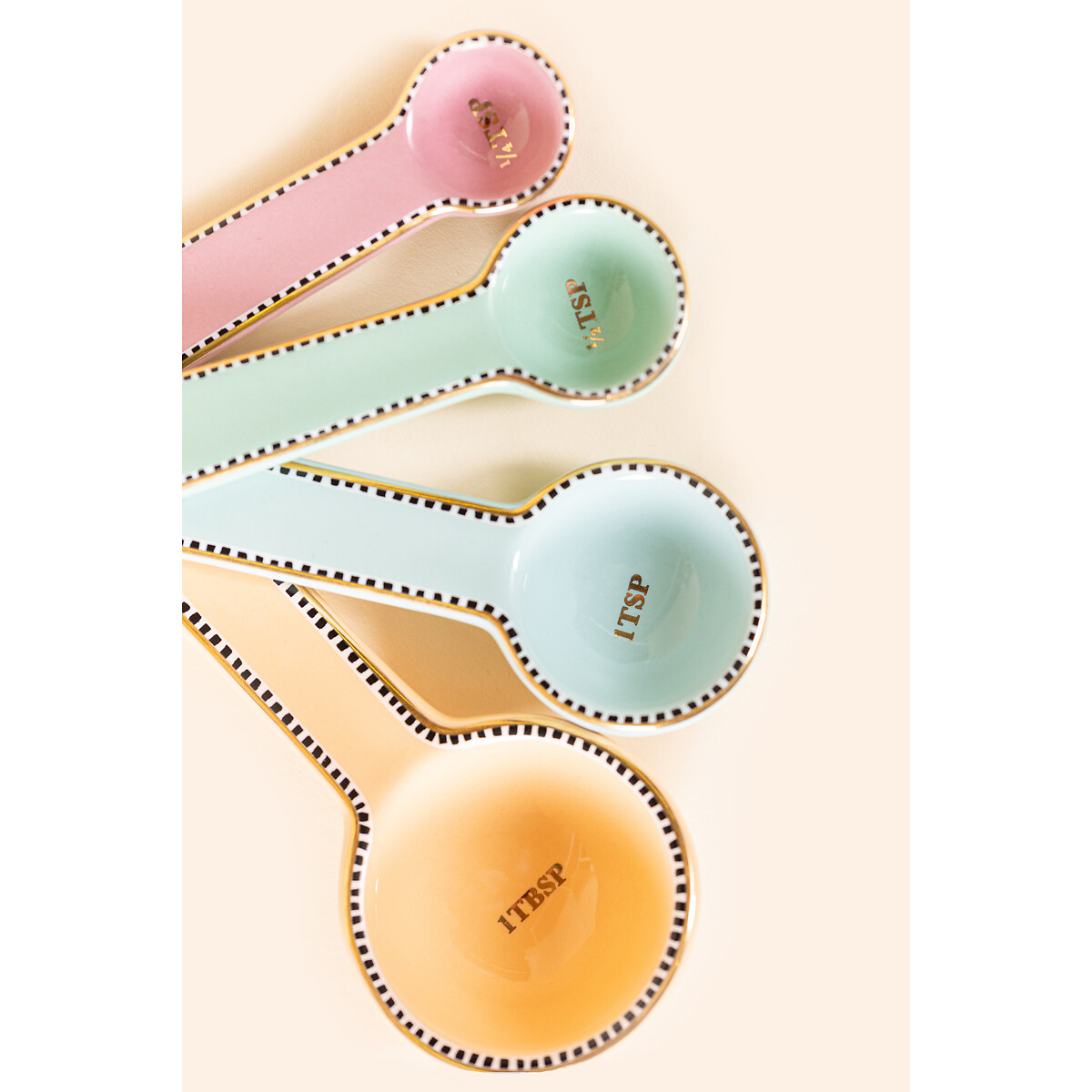 Set of 4 Ceramic Pastel Measuring Spoons multi-coloured, YVONNE ELLEN