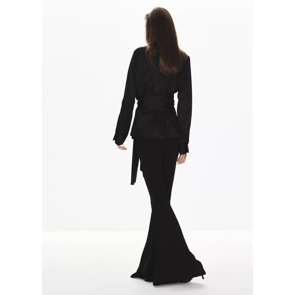 Chemise droite détail nœud noir, MANGO