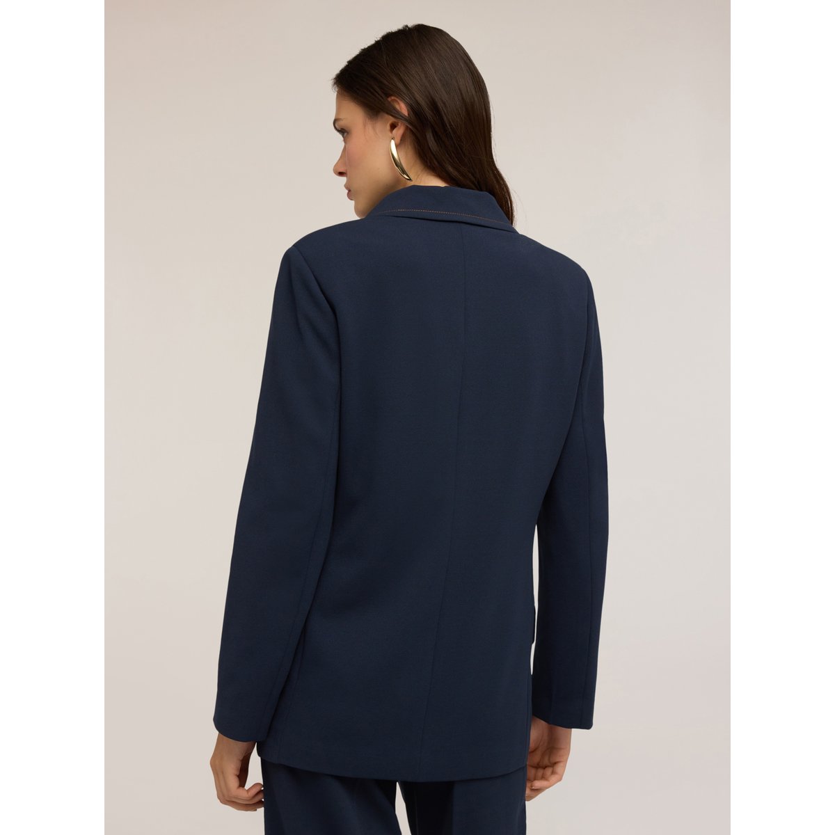 Veste de costume à simple boutonnage avec surpiqûres contrastées bleu, MOTIVI