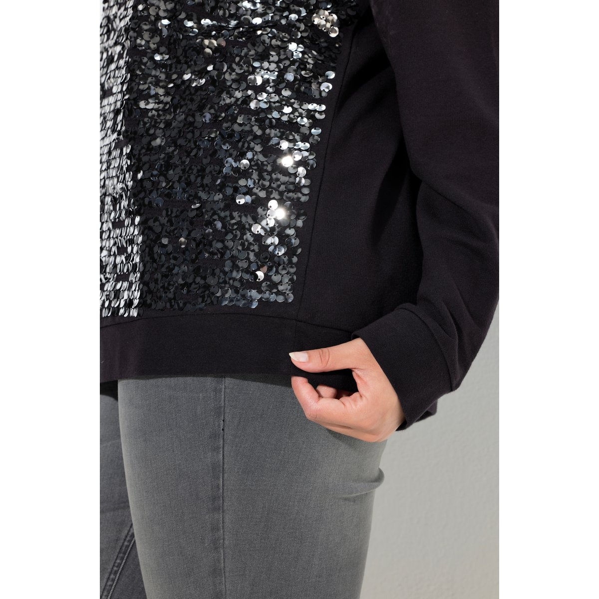 Sweat-shirt à paillettes, coupe oversize noir, ULLA POPKEN