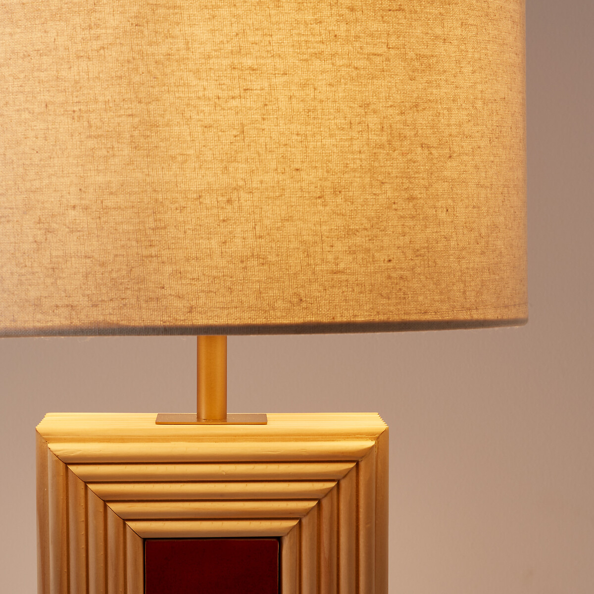 Lampe à poser en rotin et céramique, abat-jour en lin, CÉRABI naturel/terre de sienne, LA REDOUTE INTERIEURS