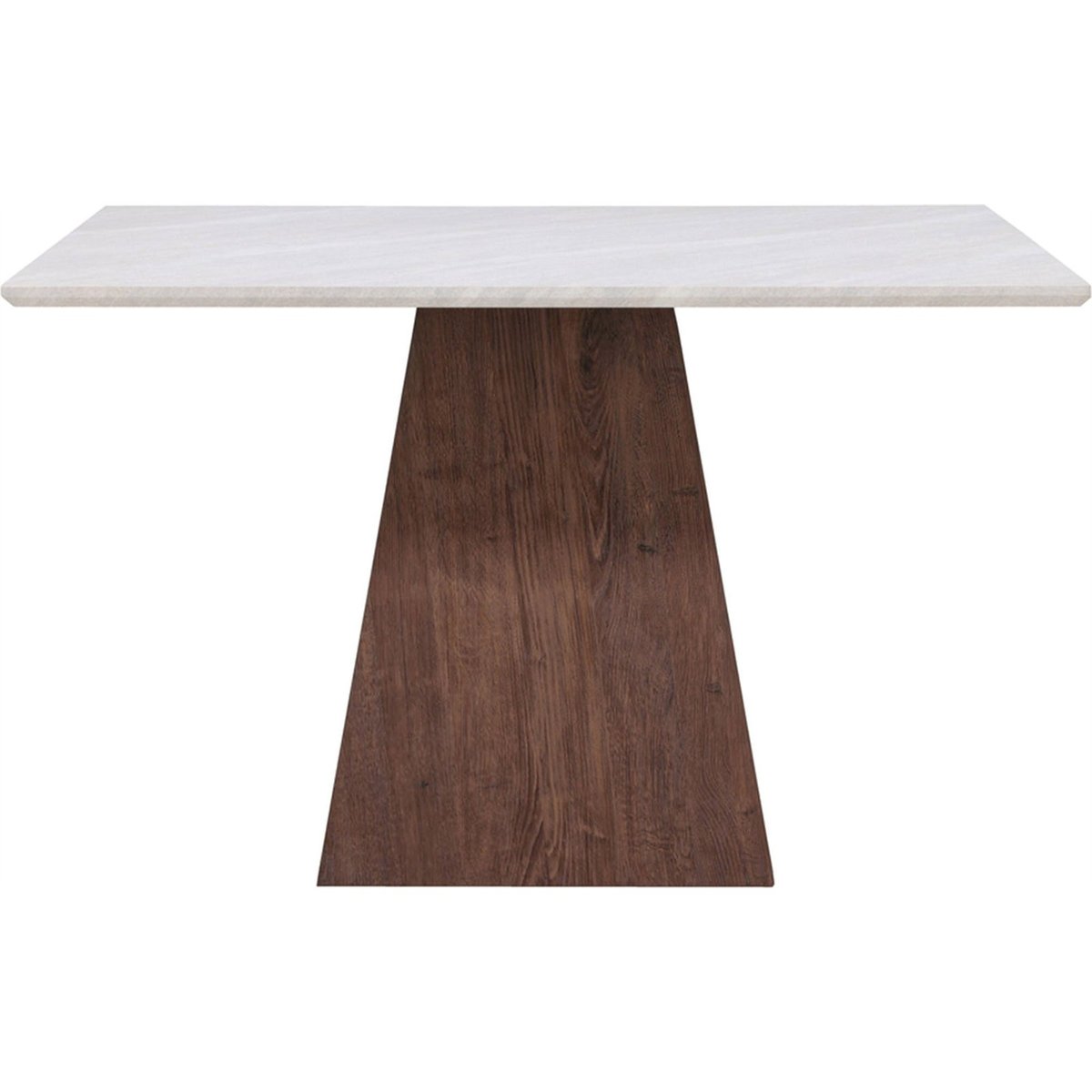 Table à manger carrée effet pierre ELVARRE gris clair effet pierre et noyer, RECOLLECTION
