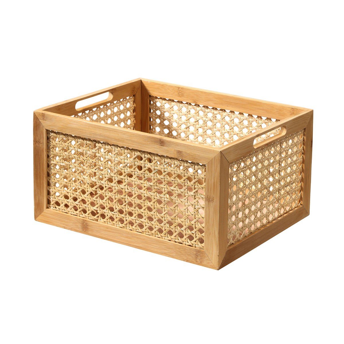 Boîte en Bambou et Rotin Grand Modèle - L35x28x18cm marron, CALICOSY