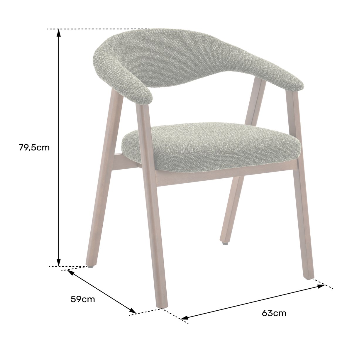Lot de 2 chaises en bois et tissu chiné, BARBARA taupe, bois foncé, HAPPY GARDEN