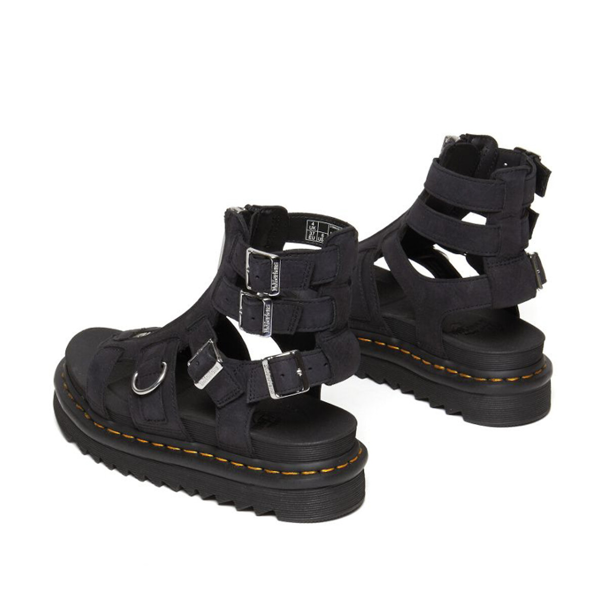 Sandales zippées en cuir Olson noir, DR. MARTENS