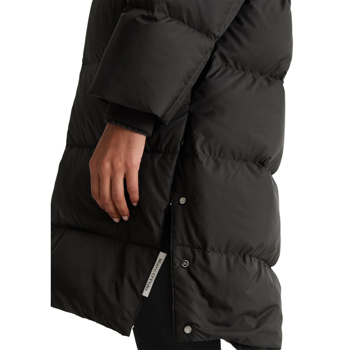 Doudoune à capuche relaxed en polyester recyclé hydrofuge noir, MARC O'POLO