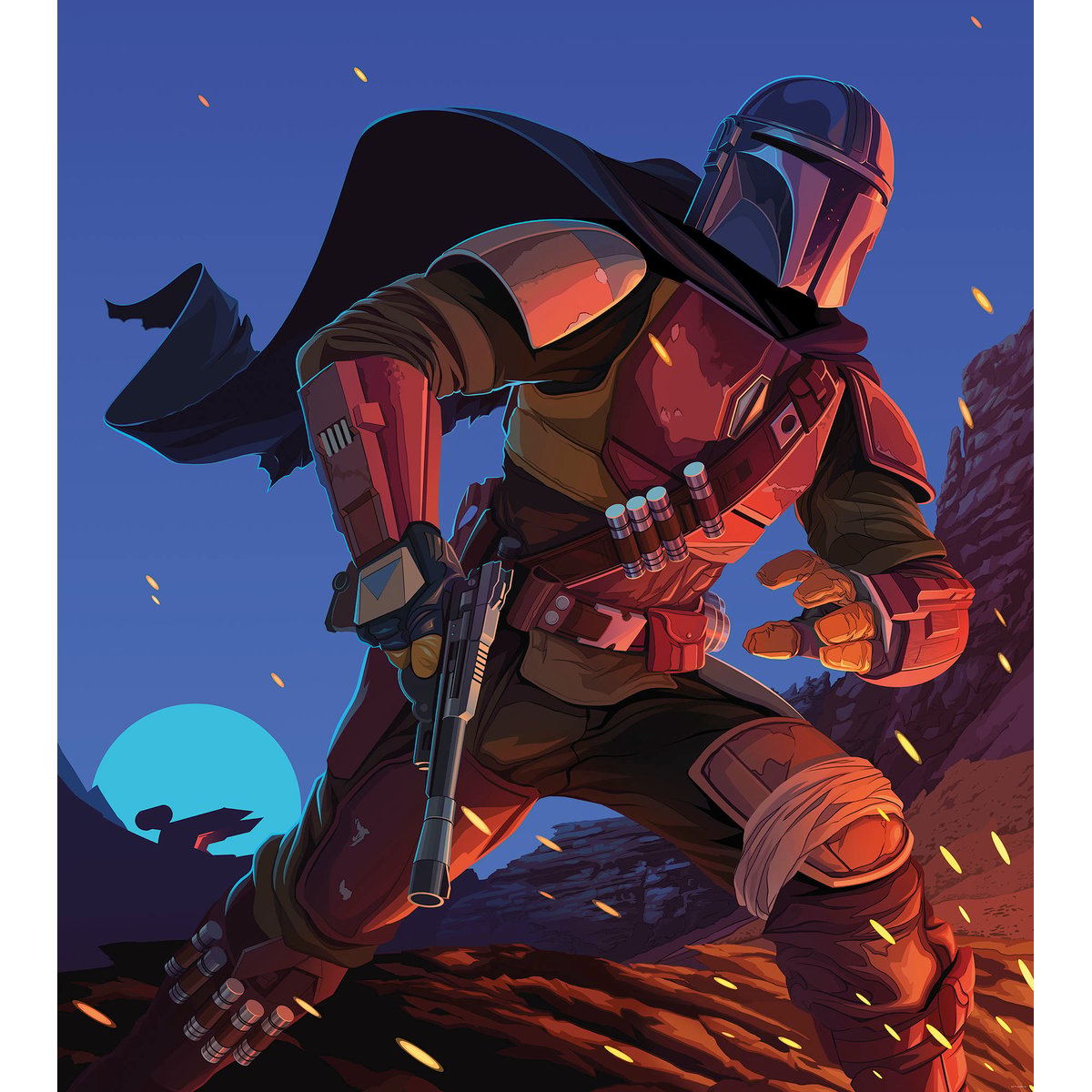 Papier peint Komar - Star Wars The Mandalorian Big Ambush - 250 x 280 cm bleu, HEXOA
