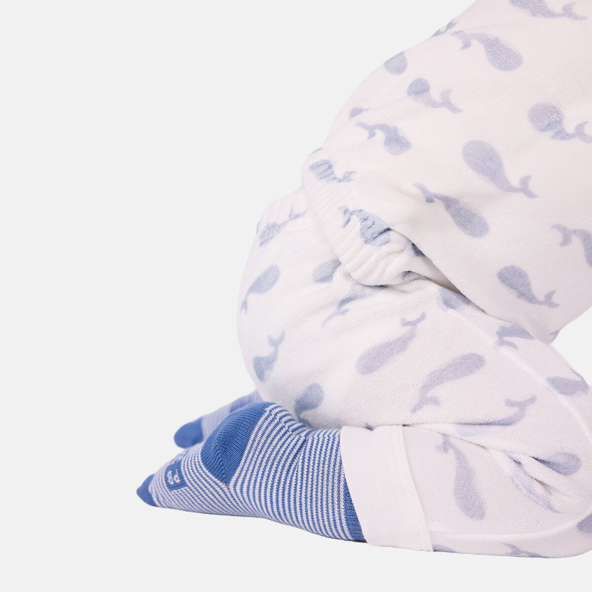Pigiama in cotone, con stampa con balene fantasia fondo bianco, PETIT BATEAU